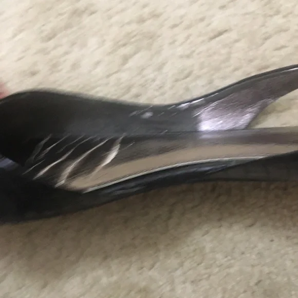 Sam Edelman Erica Flats Peep Toe Snakeskin Embossed Leather Slingback Black - Picture 10 of 13